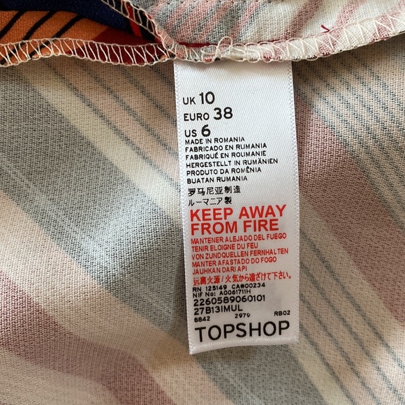 NWT Topshop Retro Vintage-look Multi Stripe Midi Skirt with Slit and Zipper - Picture 7 of 9